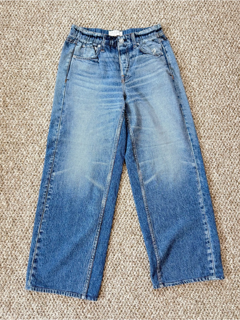 rag & bone Blue Wide-Leg Denim Track Pants
